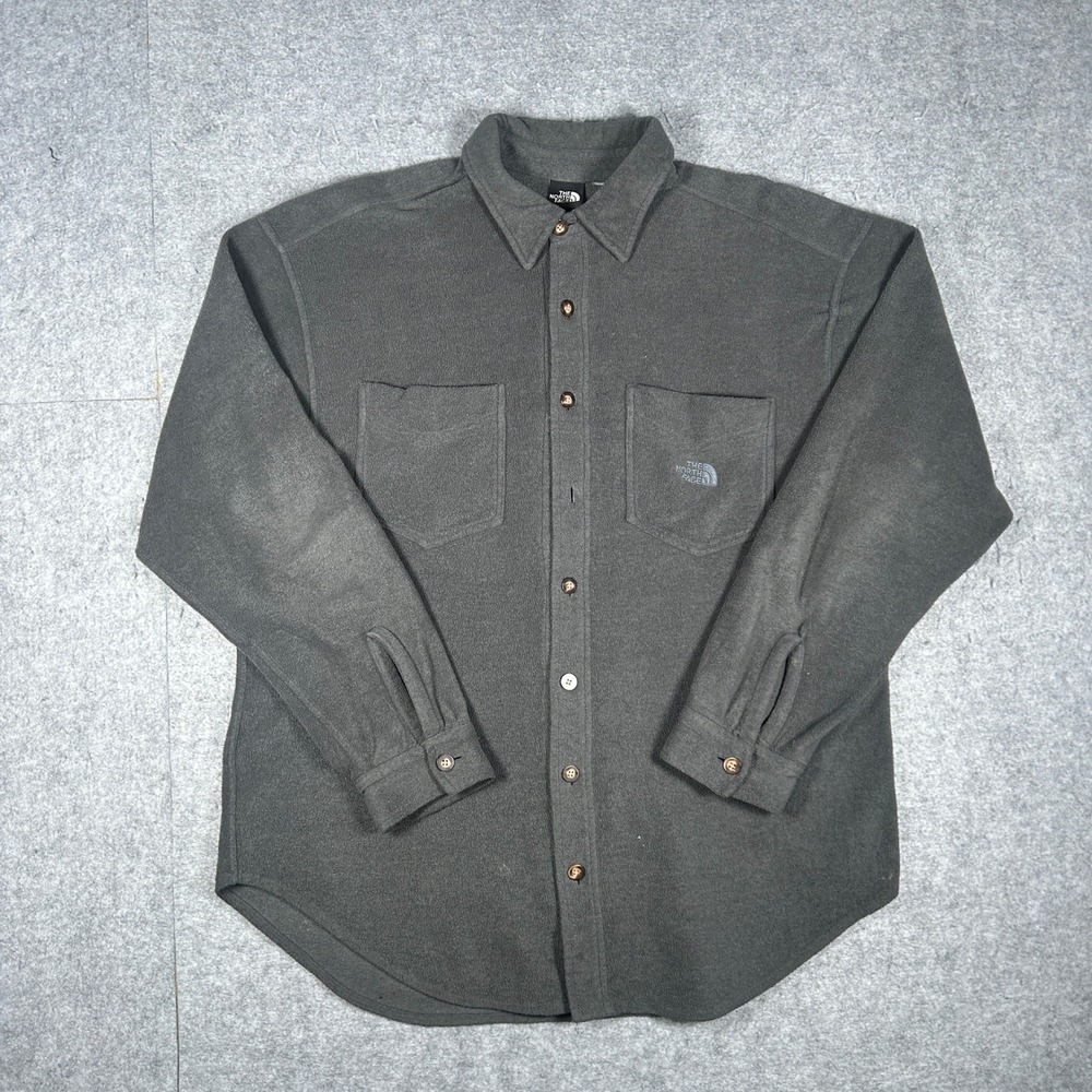 The North Face shirt Men Large Gray Fleece Button Up Shacket Outdoor Gorpcore
